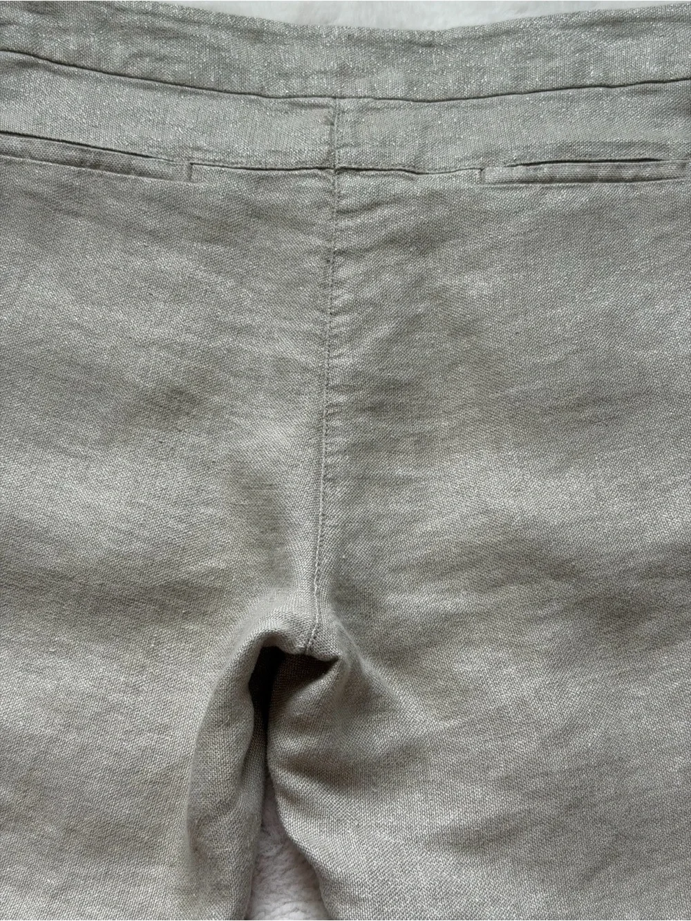 Eileen Fisher Neutral Beige Organic Linen Blend Shimmer Metallic Shorts ~ 8-10
